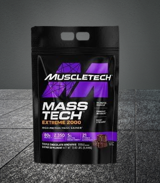 MuscleTech Mass Tech Extreme 2000 Chocolate Fudge Brownie – High-Calorie Mass Gainer